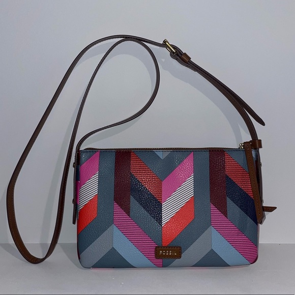 Fossil Fiona Multi Geometric Print Crossbody Purse - Picture 1 of 3